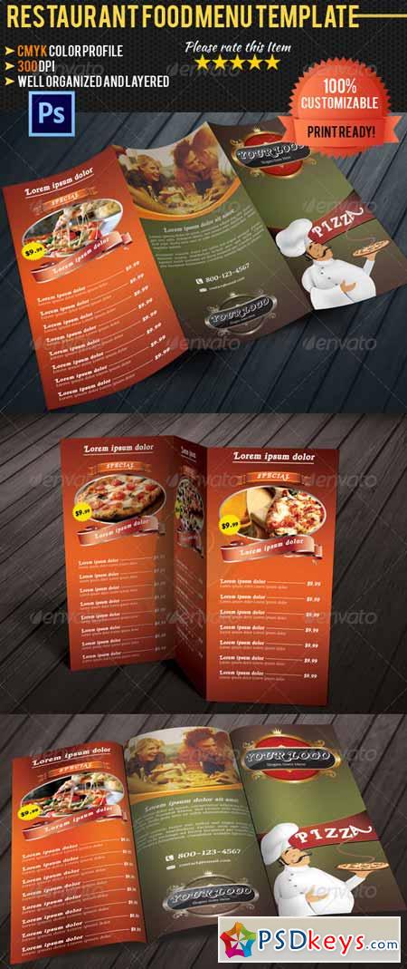 Tri-fold Restaurant Food Menu Template 4434180