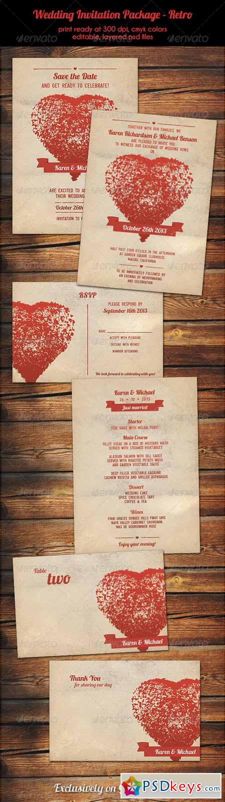 Wedding Invitation Package - Retro 5363043