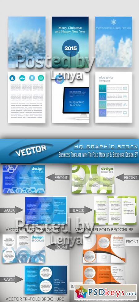 Business Template with Tri-Fold Mock up & Brochure Design 37