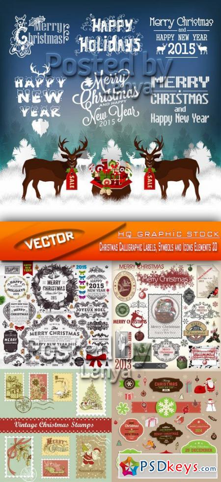 Christmas Calligraphic Labels, Symbols and Icons Elements 20