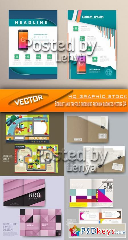 Booklet and tri-fold brochure premium business vector 34
