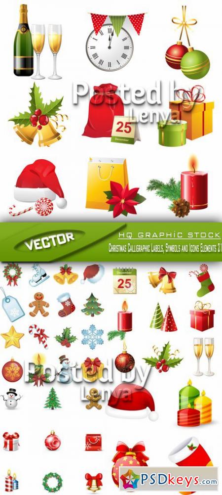 Christmas Calligraphic Labels, Symbols and Icons Elements 21