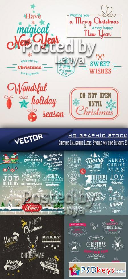 Stock Vector - Christmas Calligraphic Labels, Symbols and Icons Elements 23
