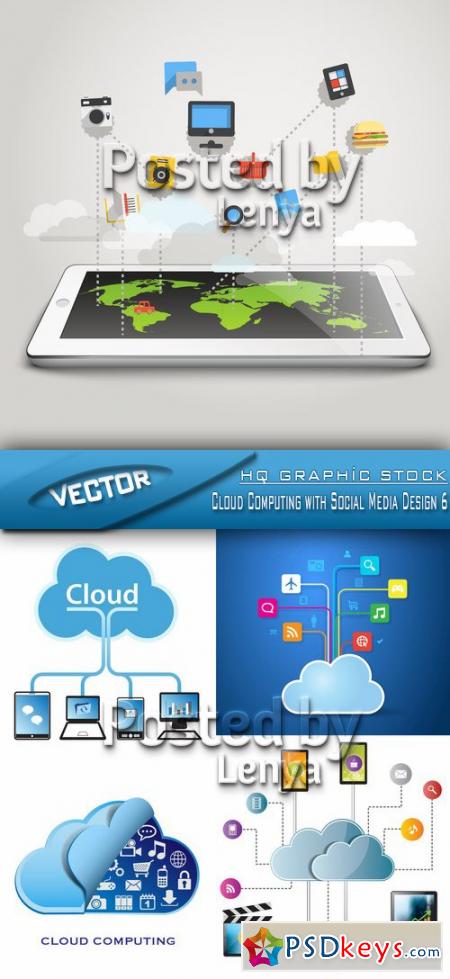 Stock Vector - Cloud Computing with Social Media Design 6