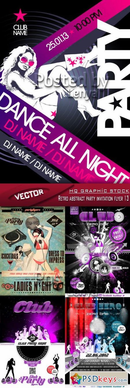 Stock Vector - Retro abstract party invitation flyer 13