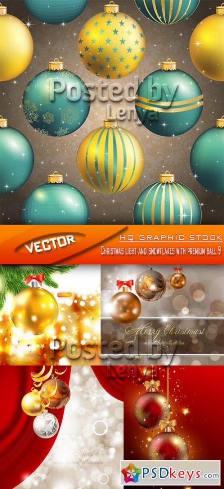 Stock Vector - Christmas light and snowflakes with premium ball 9