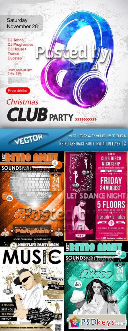 Stock Vector - Retro abstract party invitation flyer 12