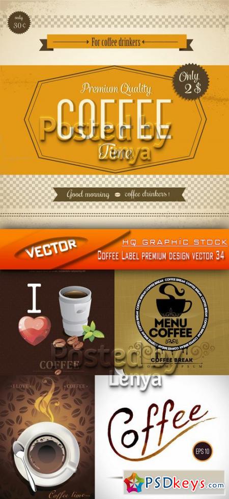 Stock Vector - Coffee Label premium design vector 34
