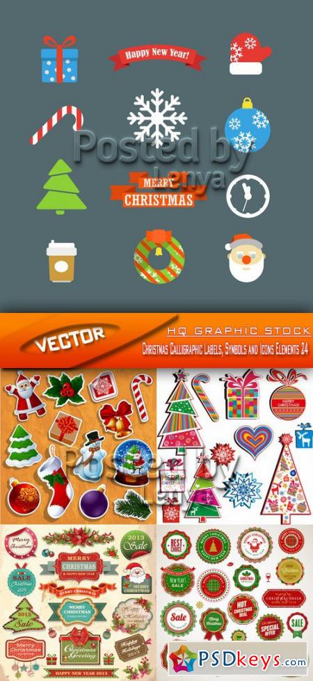 Stock Vector - Christmas Calligraphic Labels, Symbols and Icons Elements 24