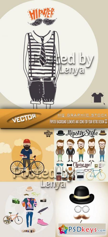 Stock Vector - Hipster backround elements and icons for your retro design 22