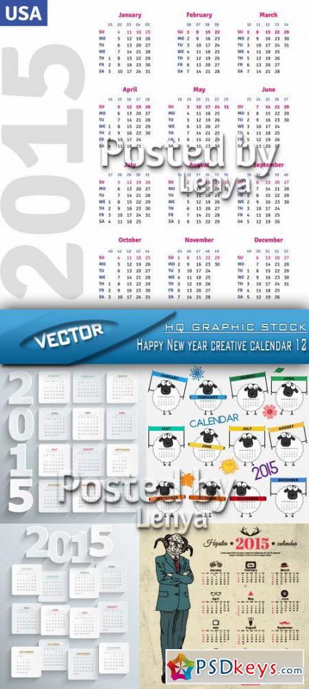 Stock Vector - Happy New year creative calendar 12