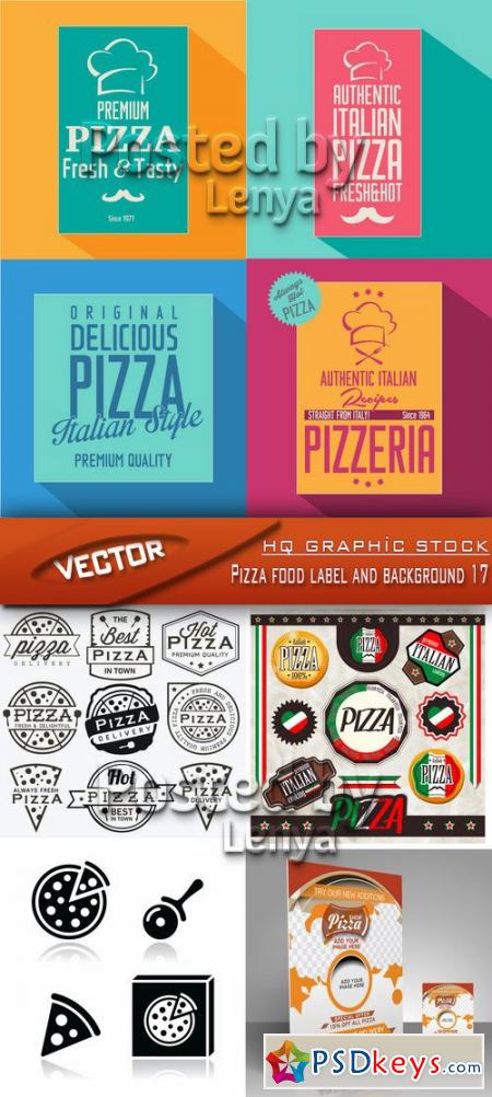 Stock Vector - Pizza food label and background 17
