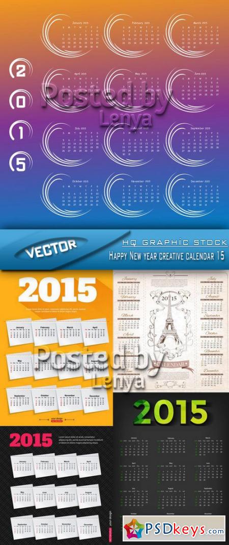 Stock Vector - Happy New year creative calendar 15