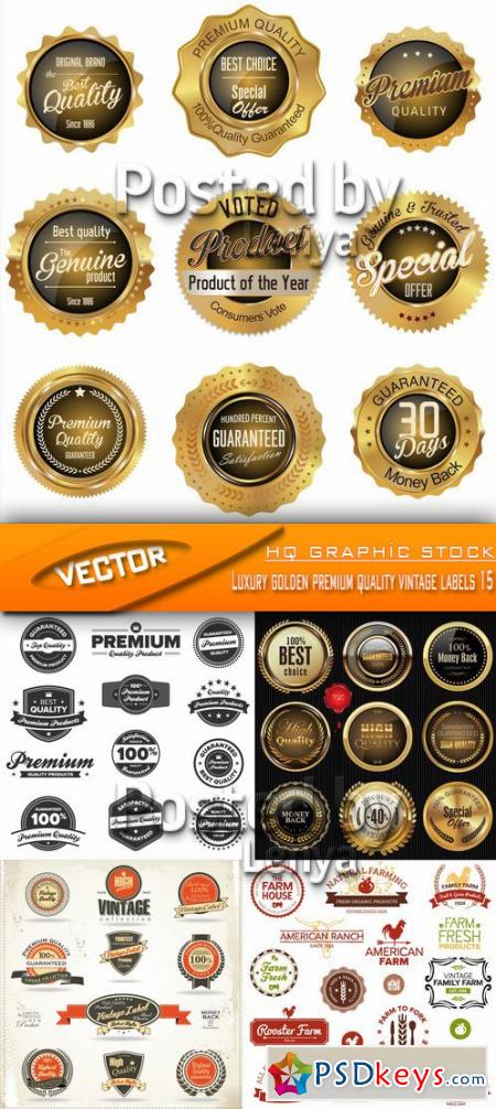 Stock Vector - Luxury golden premium quality vintage labels 15