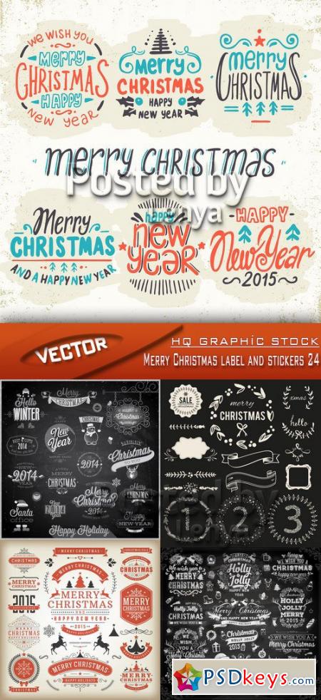 Stock Vector - Merry Christmas label and stickers 24