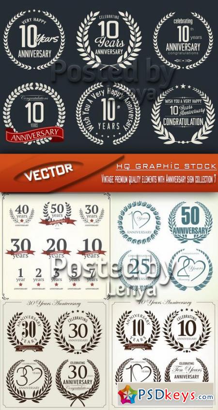 Stock Vector - Vintage premium quality elements with Anniversary sign collection 7