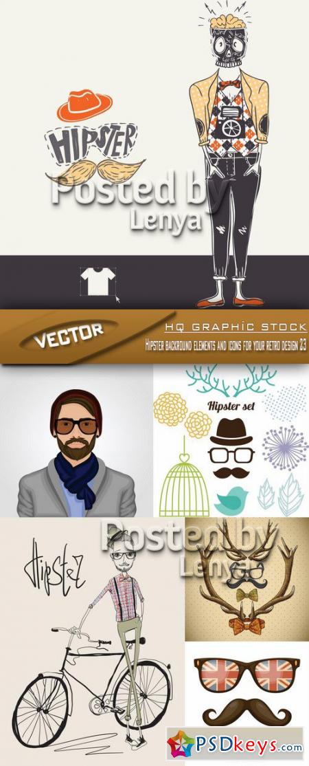 Stock Vector - Hipster backround elements and icons for your retro design 23
