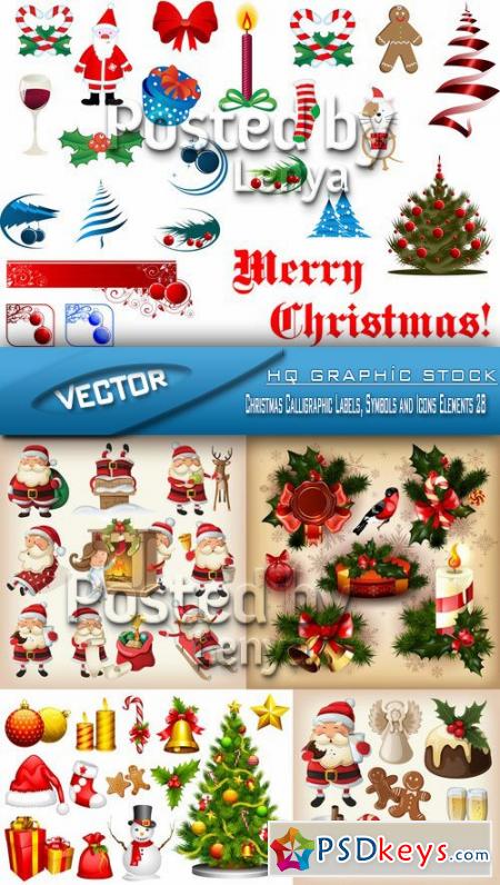 Stock Vector - Christmas Calligraphic Labels, Symbols and Icons Elements 28