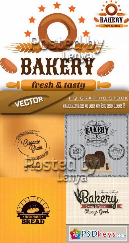Stock Vector - Vintage bakery badges and labels with Retro design elements 19