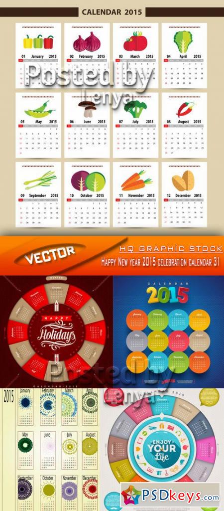 Stock Vector - Happy New year 2015 celebration calendar 31