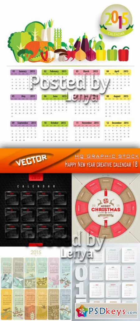 Stock Vector - Happy New year creative calendar 18