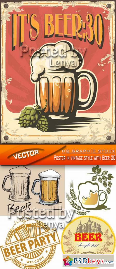 Stock Vector - Poster in vintage style with Beer 20