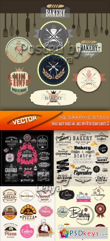 Stock Vector - Vintage bakery badges and labels with Retro design elements 20