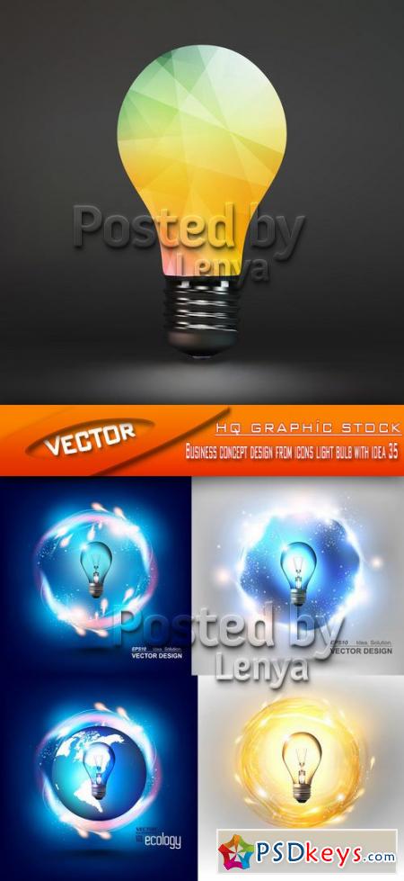 Stock Vector - Business concept design from icons light bulb with idea 35