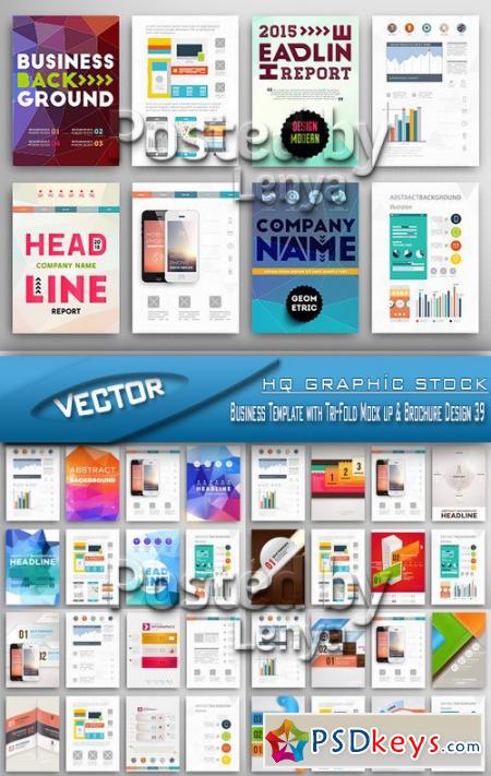 Stock Vector - Business Template with Tri-Fold Mock up & Brochure Design 39