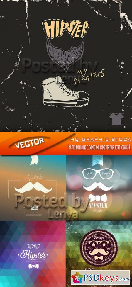 Stock Vector - Hipster backround elements and icons for your retro design 24