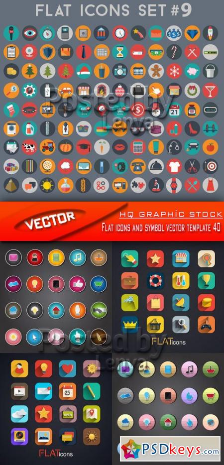 Stock Vector - Flat icons and symbol vector template 40