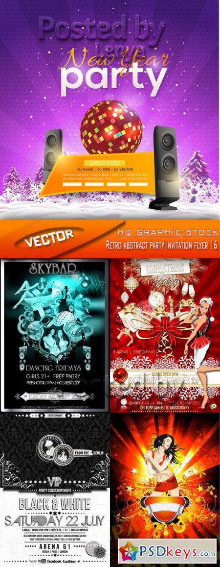 Stock Vector - Retro abstract party invitation flyer 16