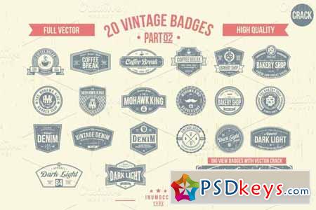 2O Vintage Badges (CLEAR & CRACK) 02 15730