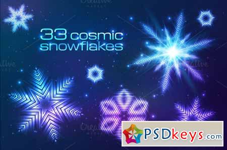 33 cosmic shining vector snowflakes 100495