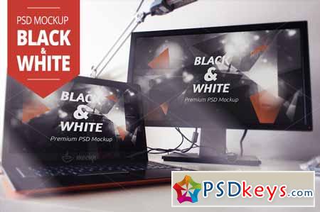 Screens PSD Mockup Black&White 146119