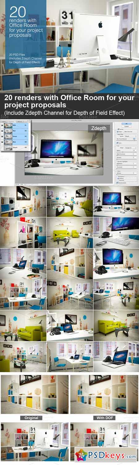 20 image renders indoor Office Room 8657