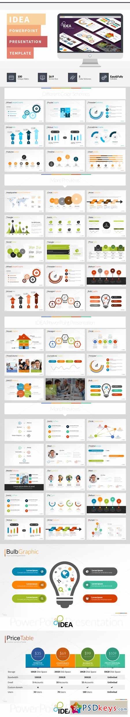 Idea Flat PowerPoint Template 142138