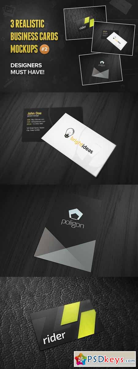 3 Realistic Business Card Mockups #2 163492