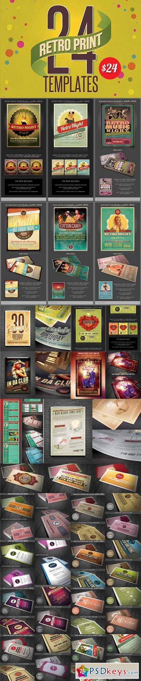 24 Top-Quality Retro Print Templates with a Commercial License