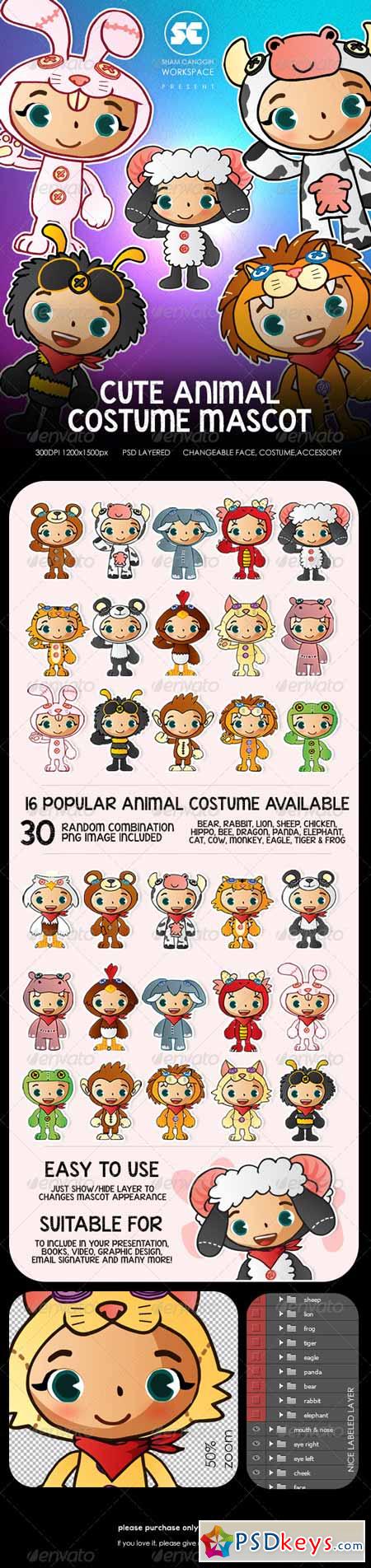 People With Cute Animal Costume Mascot 5198435