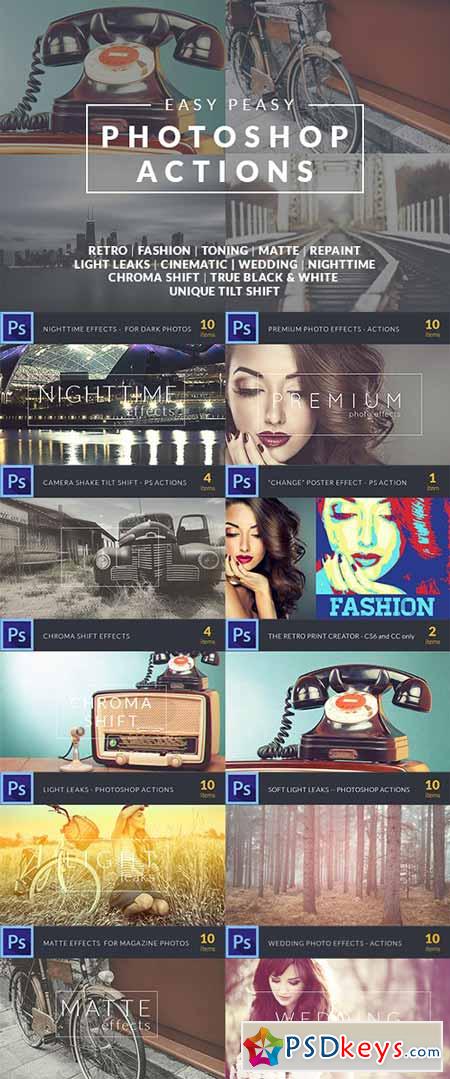 Easy Peasy Photoshop Actions  71 Super Premium Actions