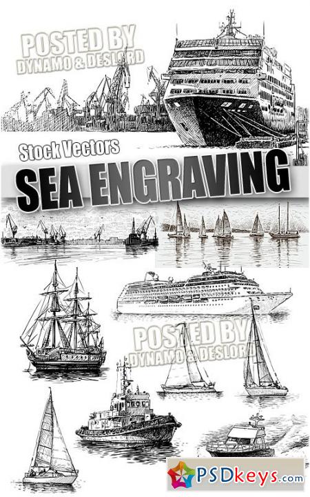 Sea engraving - Stock Vectors
