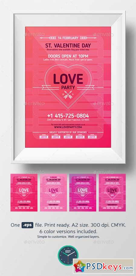 Valentine's Day, Love Party Poster Template 10186416