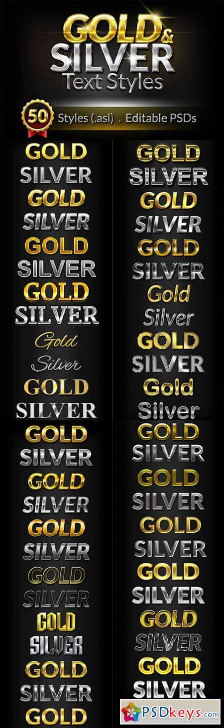 50 Gold & Silver Text Styles 46314