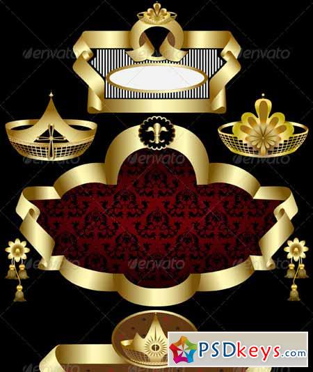 Elegant Golden Frame with Patterns of Crowns 2711184