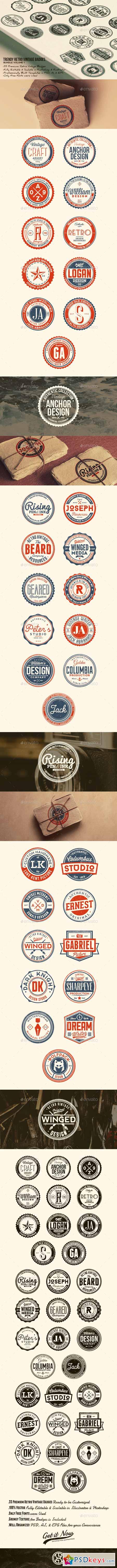 33 Trendy Retro Vintage Badges Bundle Volume 1 7641584