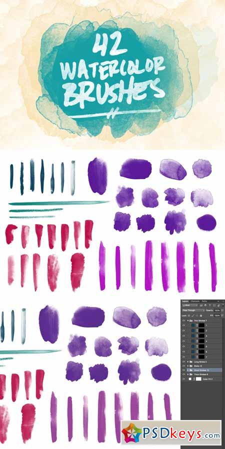 42 Watercolor Brushes 181963