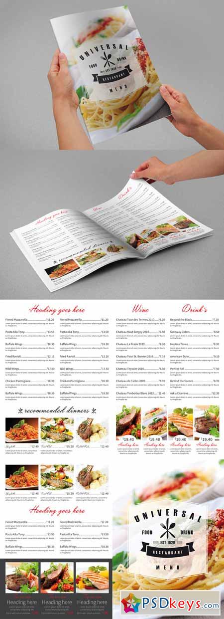 Universal Restaurant Menu A4 177100