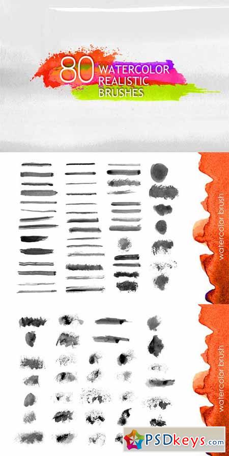 80 realistic watercolor brushes 174888