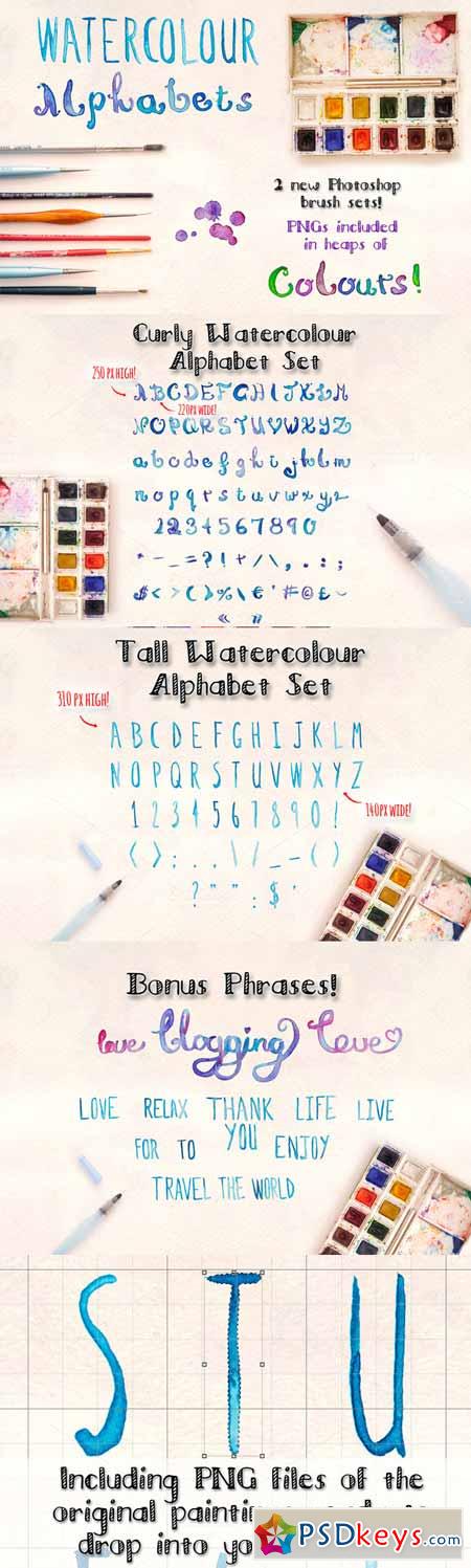 2 Watercolour Alphabet Brush Sets 193392